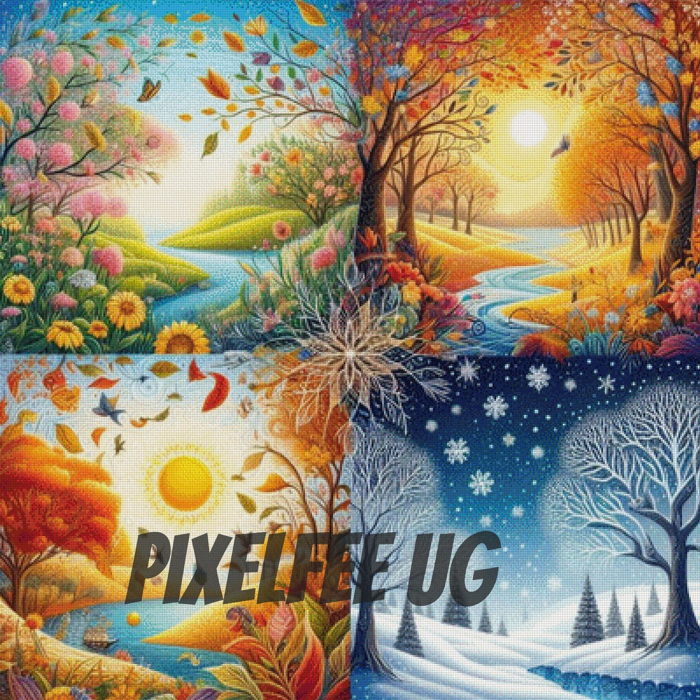 Pixelfee Diamond Painting Jahreszeiten-Teppich von Pears