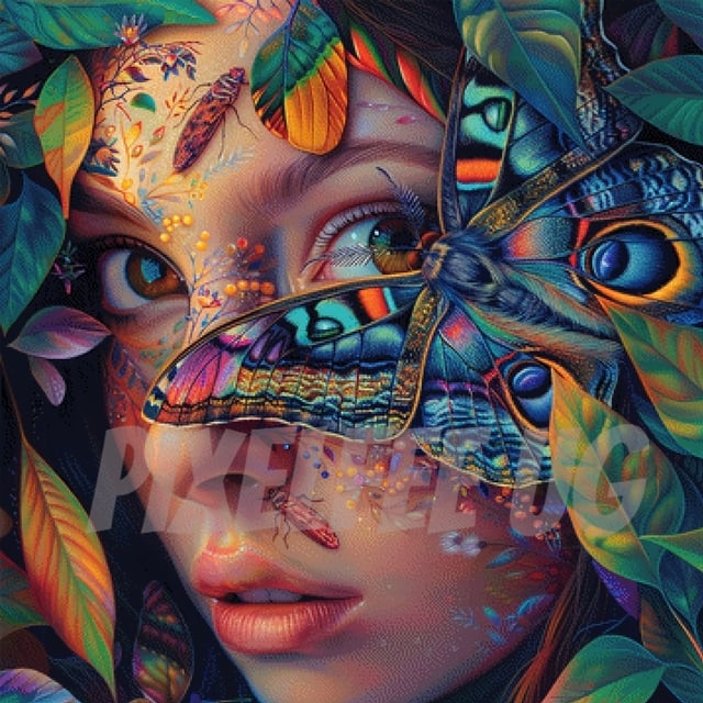 Pixelfee Diamond Painting Butterfly Girl #1 von Sandrietta_ai