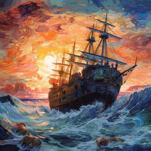 Pixelfee Diamond Painting Sailing to Wonderworld von Sandrietta_ai