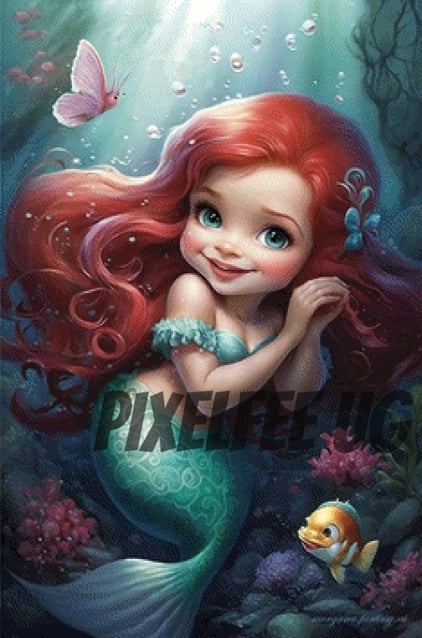 Pixelfee Diamond Painting Cute little Mermaid von Morgana.fantasy.ai
