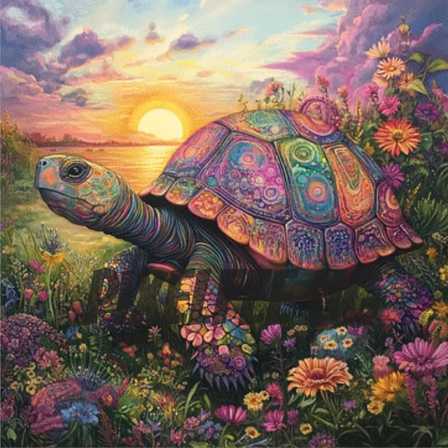 Pixelfee Diamond Painting Blütenpfade einer alten Seele von Sandrietta_ai