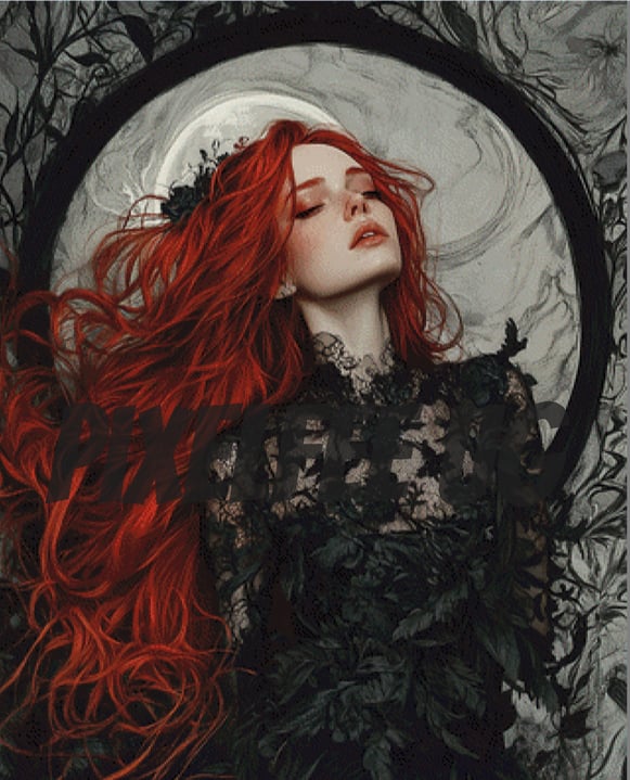 Pixelfee Diamond Painting Lady with red Hair #2 von Sandrietta_ai