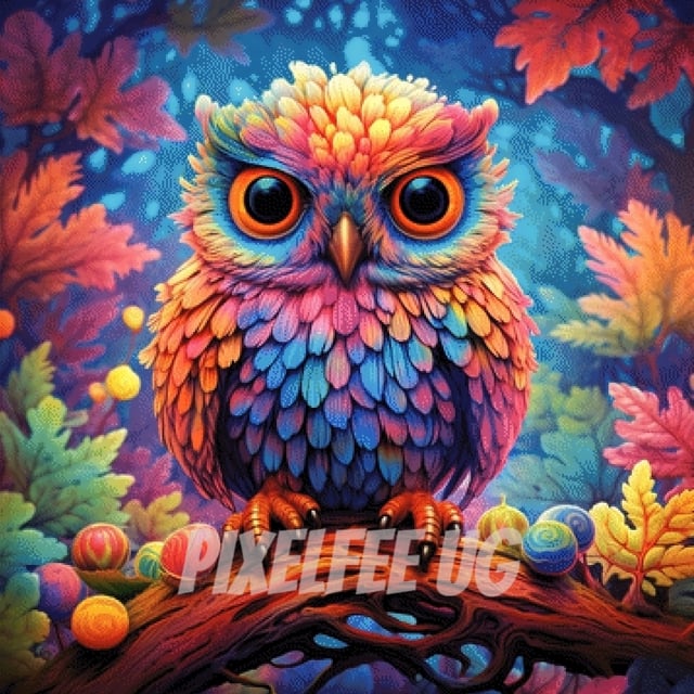 Pixelfee Diamond Painting Rainbow Owl von Sandrietta_ai