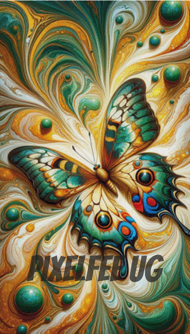 Pixelfee Diamond Painting Gold-Grüner-Marmor Schmetterling von Tante Tati