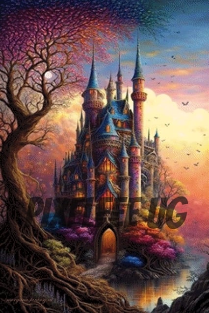 Pixelfee Diamond Painting Colorful Castle von Morgana.fantasy.ai