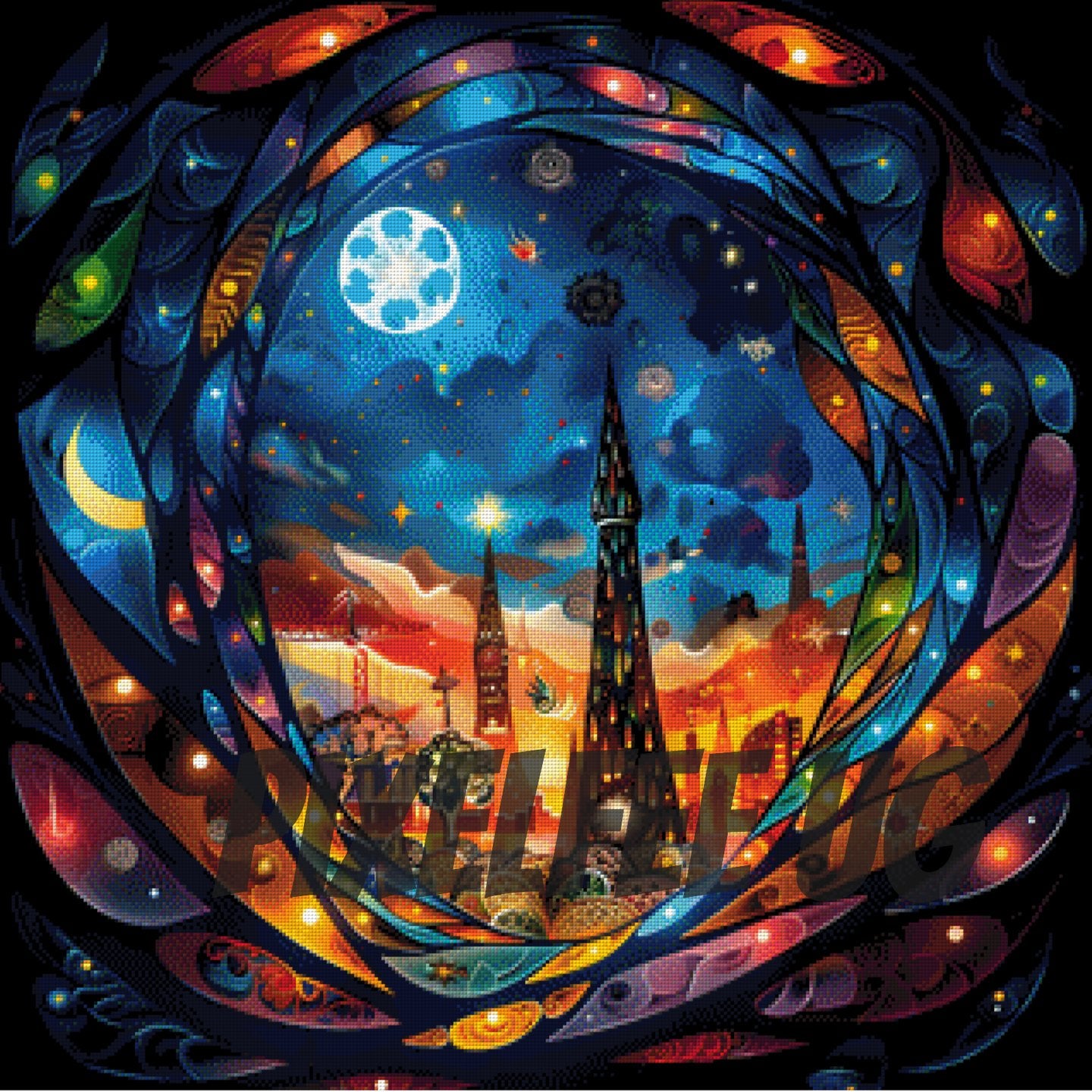 Pixelfee Diamond Painting Midnight Mirage von nadaya_illustration_jp