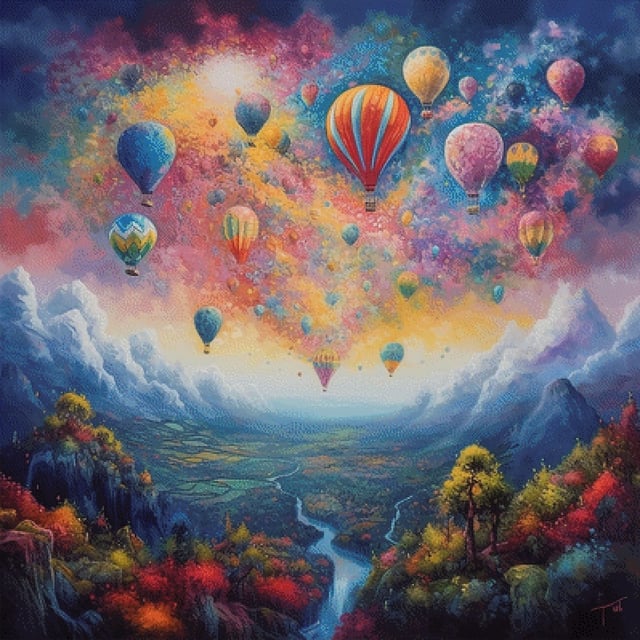 Pixelfee Diamond Painting Ballon Rainbow von Sandrietta_ai