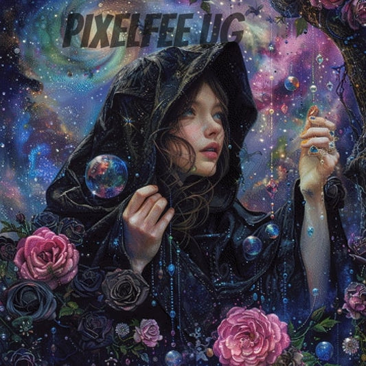 Pixelfee Diamond Painting Black hooded Girl von Sandrietta_ai