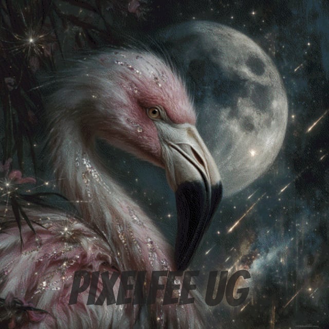 Pixelfee Diamond Painting Mondschein Flamingo von Lexxa