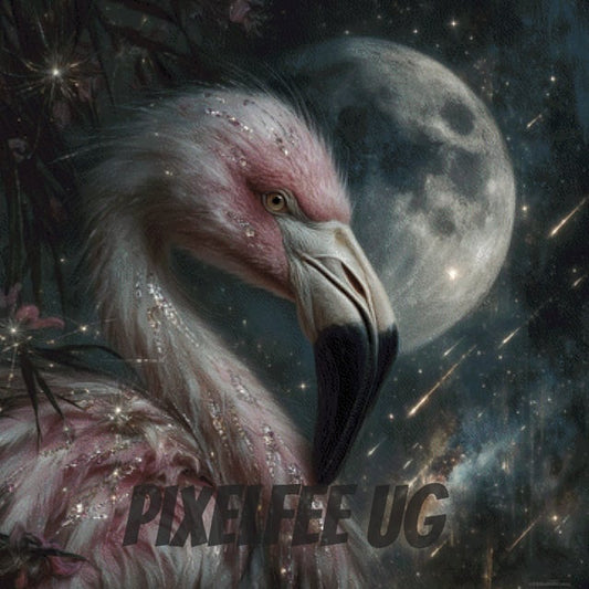 Pixelfee Diamond Painting Mondschein Flamingo von Lexxa