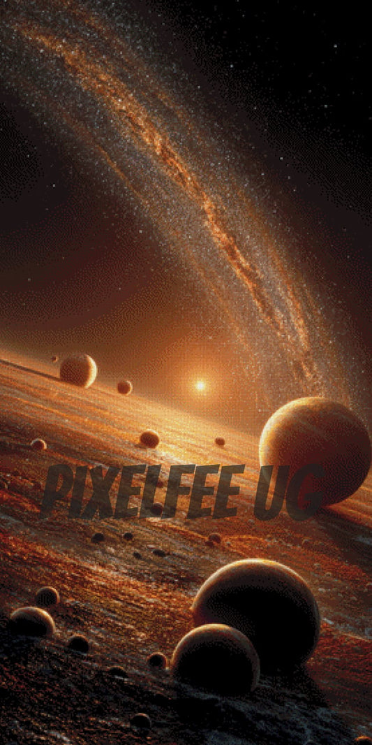 Pixelfee Diamond Painting solar system von Kreativköter