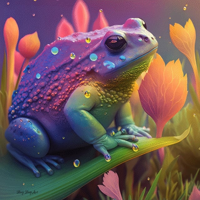 Pixelfee Diamond Painting Rainbow Frog von Beep Boop Art