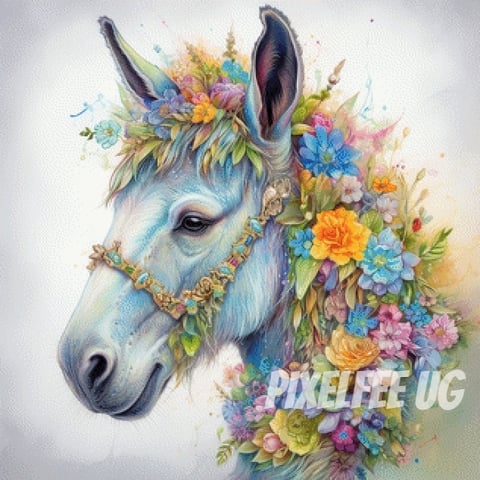 Pixelfee Diamond Painting Flower Donkey von Sandrietta_ai