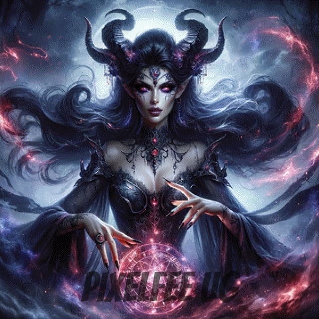 Pixelfee Diamond Painting Infernal Witch von Sandrietta_ai
