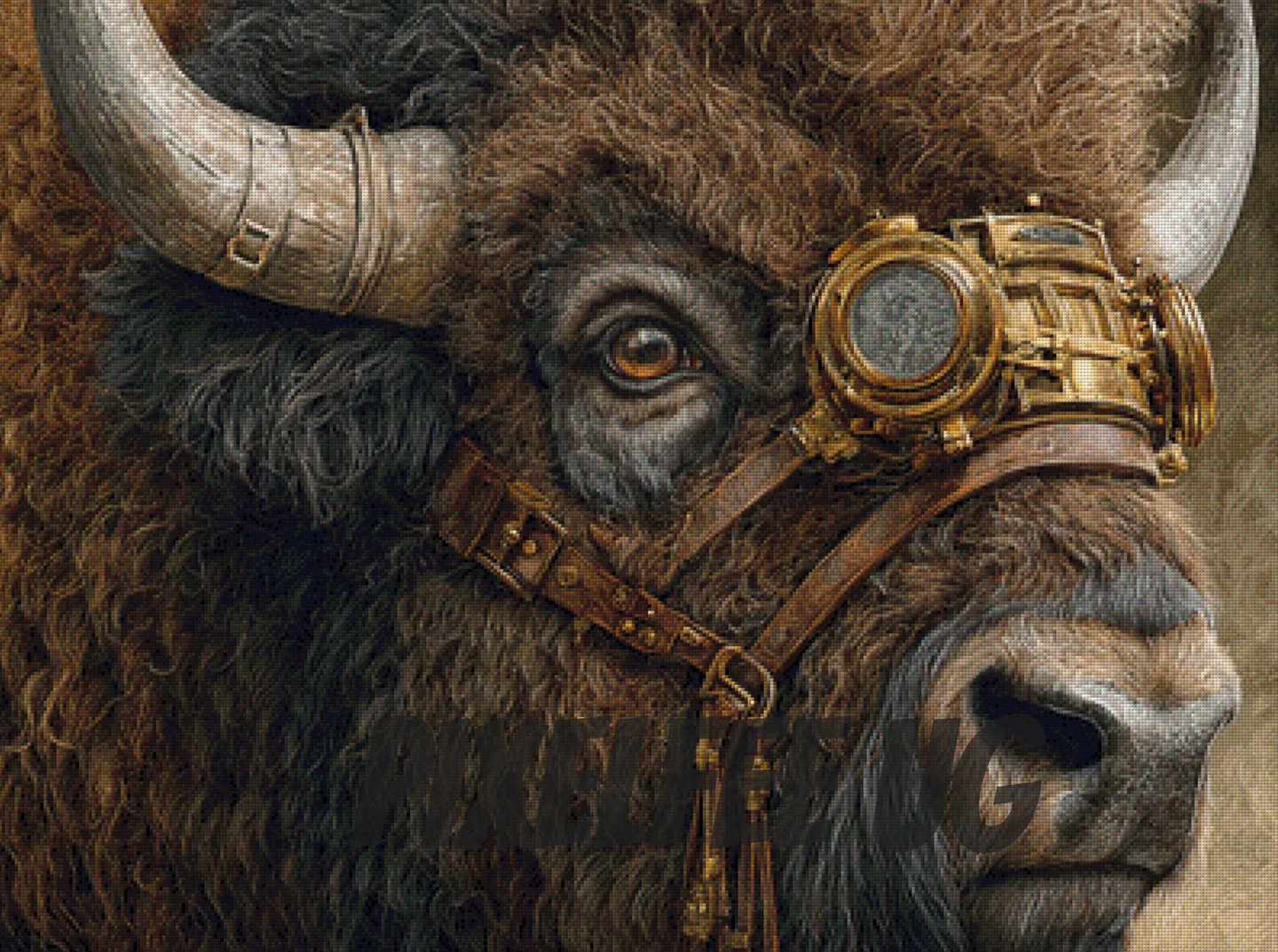 Pixelfee Diamond Painting Boris der Steampunk BisonBulle von Kreativköter