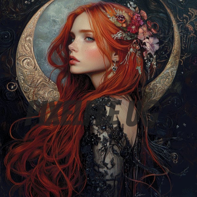 Pixelfee Diamond Painting Lady with red Hair #1 von Sandrietta_ai