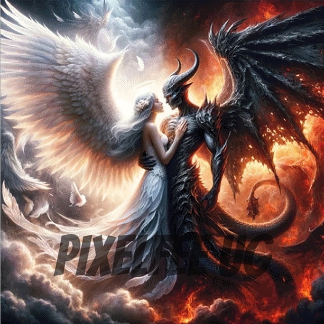 Pixelfee Diamond Painting Good and Evil von Sandrietta_ai