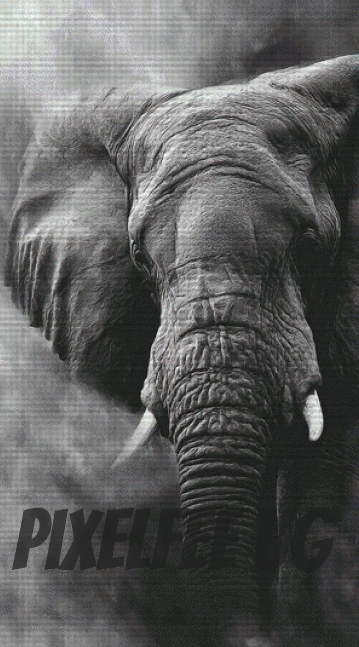 Pixelfee Diamond Painting Elefant im Dunst von Kreativköter