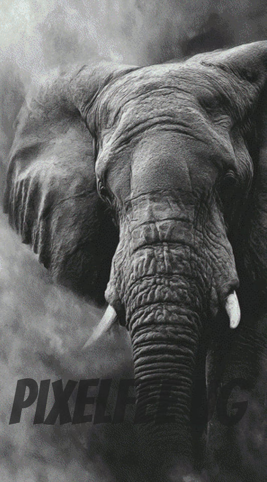 Pixelfee Diamond Painting Elefant im Dunst von Kreativköter