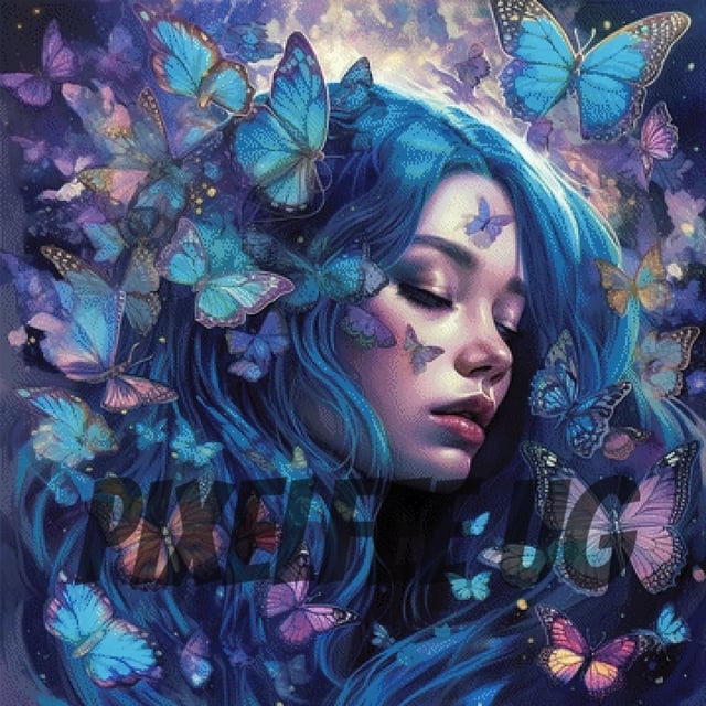 Pixelfee Diamond Painting Blue Butterflys von Sandrietta_ai