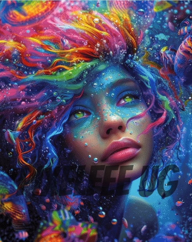 Pixelfee Diamond Painting Colorful Mermaid von Sandrietta_ai