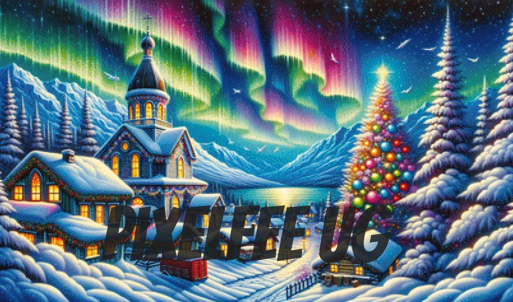 Pixelfee Diamond Painting Polarlichter in der Weihnachtszeit von Tante Tati