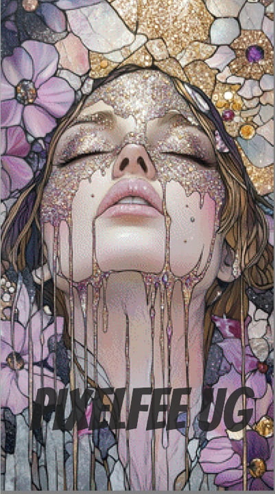Pixelfee Diamond Painting Golden Water von Sandrietta_ai