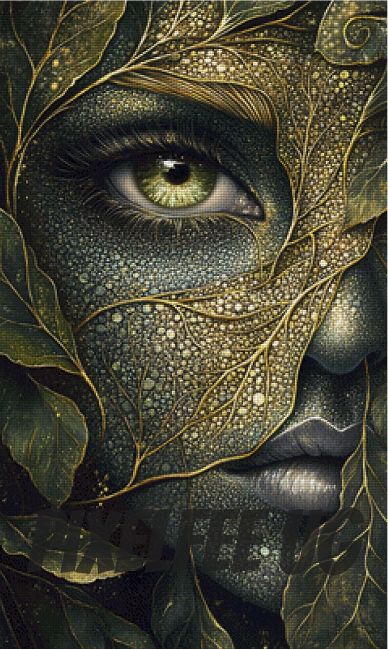 Pixelfee Diamond Painting Leaf Face #4 von Sandrietta_ai