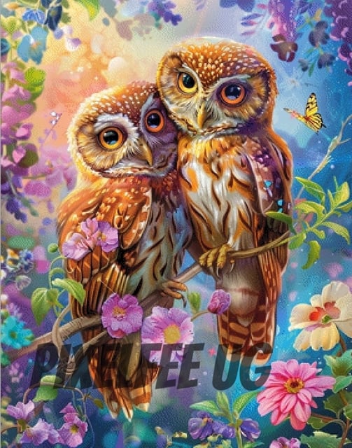 Pixelfee Diamond Painting Owl in Love von Sandrietta_ai