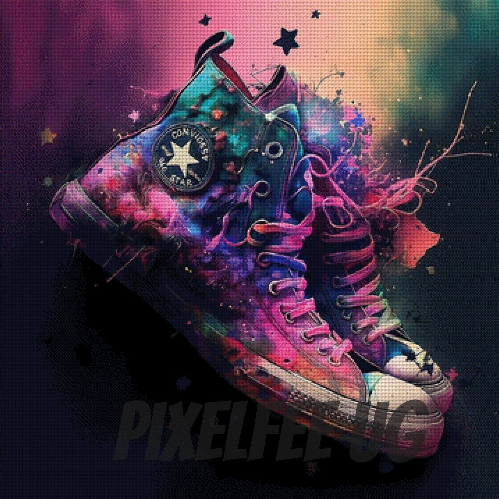 Pixelfee Diamond Painting Purple Chucks von Bátor Gábor