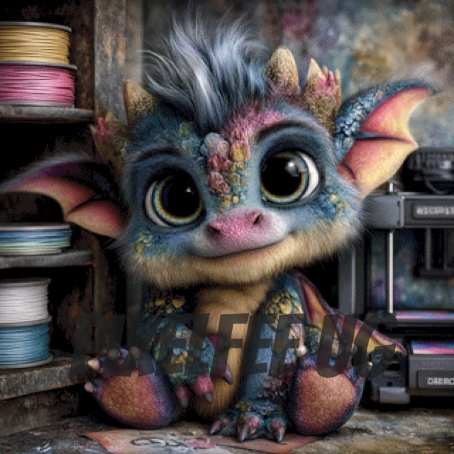 Pixelfee Diamond Painting Dracheli und sein 3D Drucker von Lexxa