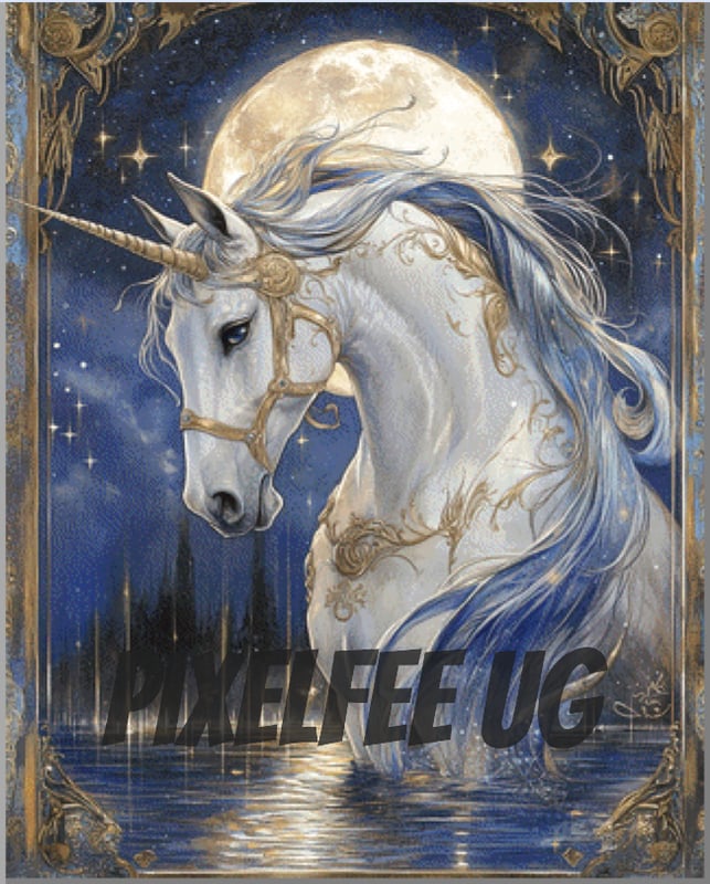 Pixelfee Diamond Painting Schimmel im Mondlicht von Sandrietta_ai