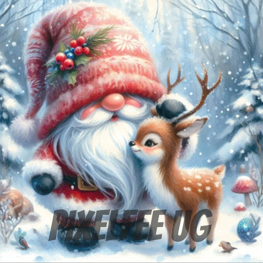 Pixelfee Diamond Painting a gnome and its deer #2 von Pears