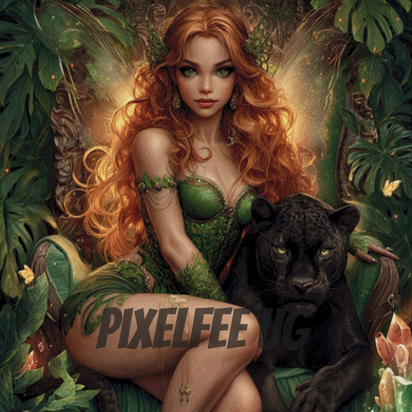Pixelfee Diamond Painting Pantherherz und Feenglanz von Sandrietta_ai