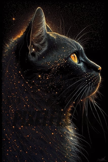 Pixelfee Diamond Painting Black Cat von Morgana.fantasy.ai