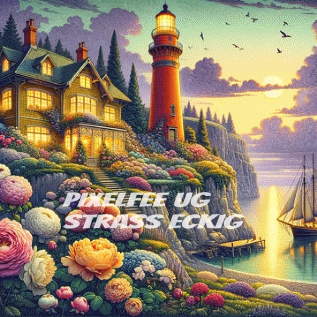 Pixelfee Diamond Painting Lighthouse at the Harbor von Sandrietta_ai