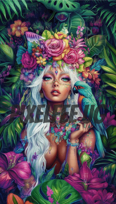 Pixelfee Diamond Painting Königin des Tropenparadieses von Sandrietta_ai