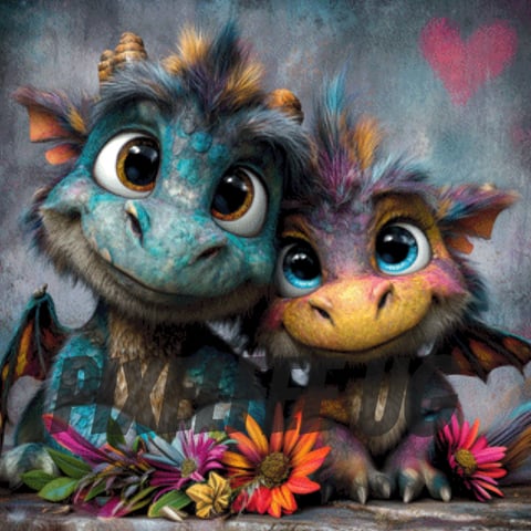 Pixelfee Diamond Painting Dracheli in Love von Lexxa