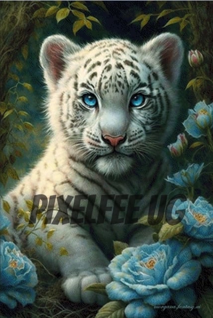 Pixelfee Diamond Painting Little White Tiger von Morgana.fantasy.ai