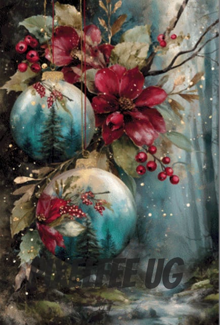 Pixelfee Diamond Painting Weihnachtskugeln im Wald von Lexxa