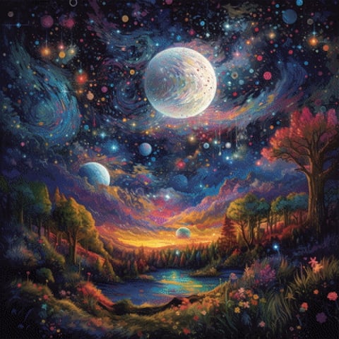 Pixelfee Diamond Painting Full Moon von Sandrietta_ai