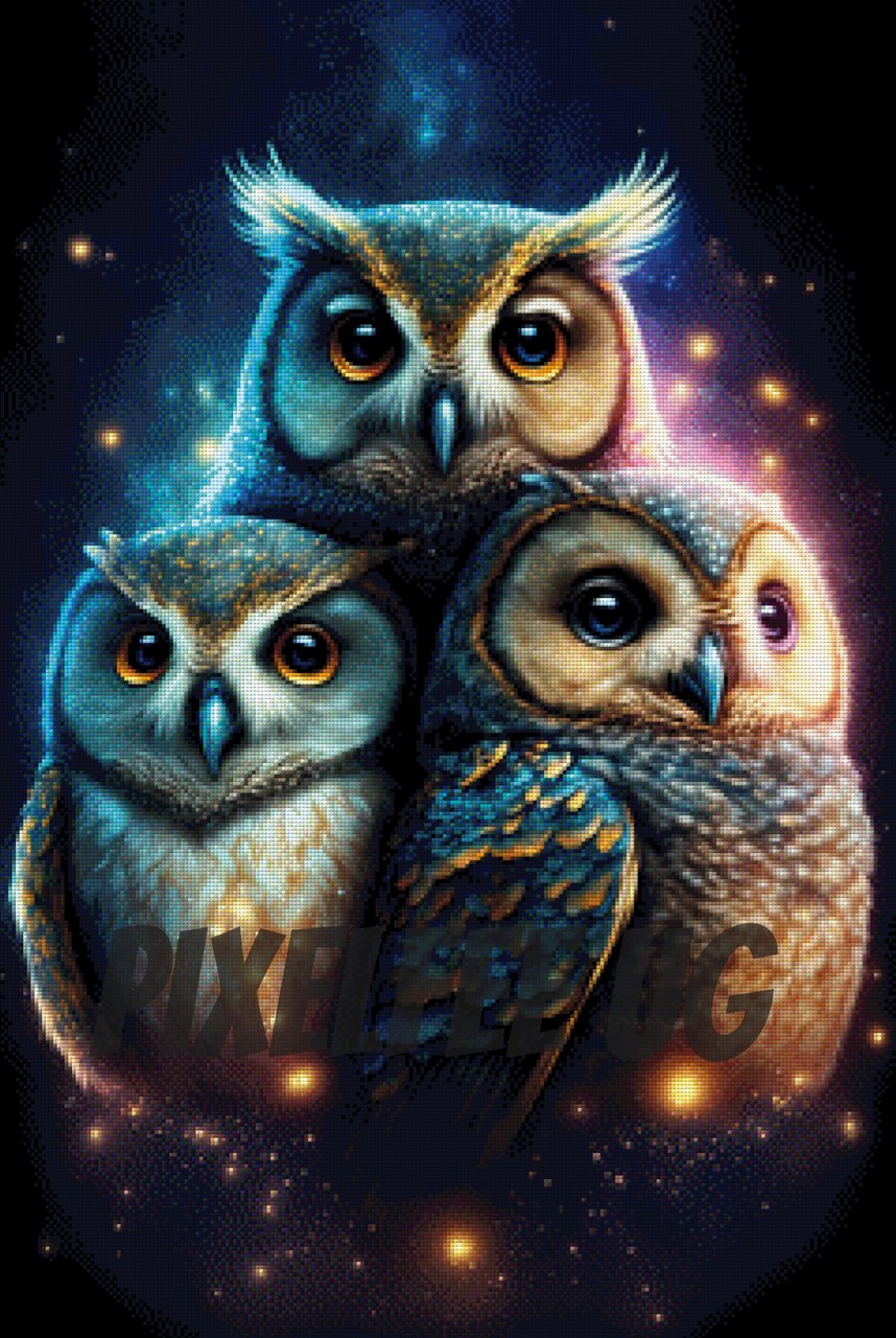 Pixelfee Diamond Painting Star Owls #2 von Bátor Gábor