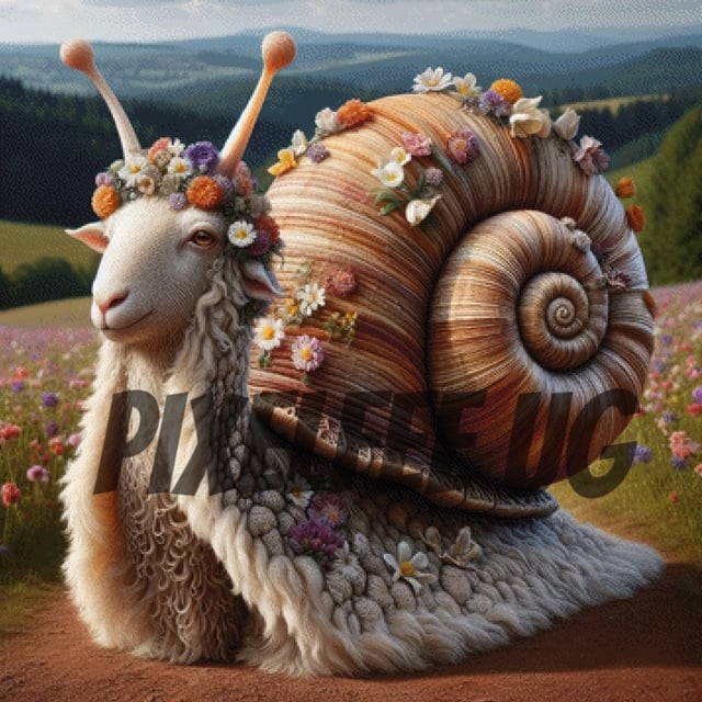 Pixelfee Diamond Painting Schneckenschaf von Kreativköter