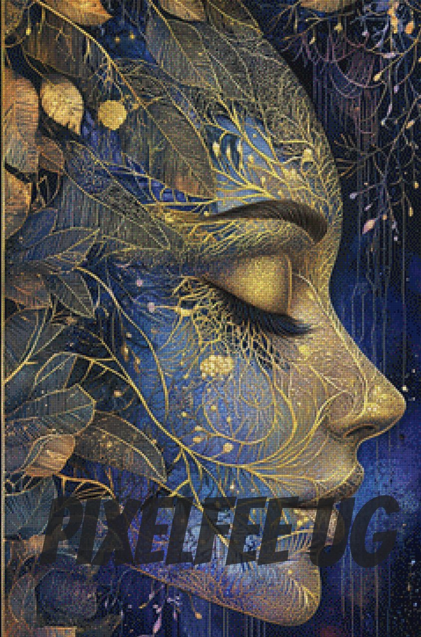 Pixelfee Diamond Painting Leaf Face #3 von Sandrietta_ai