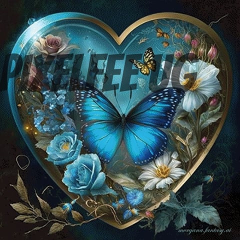 Pixelfee Diamond Painting Blue Butterfly von Morgana.fantasy.ai