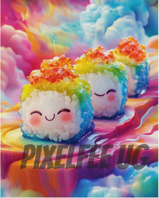 Pixelfee Diamond Painting Rainbow Bites von Bex Ai