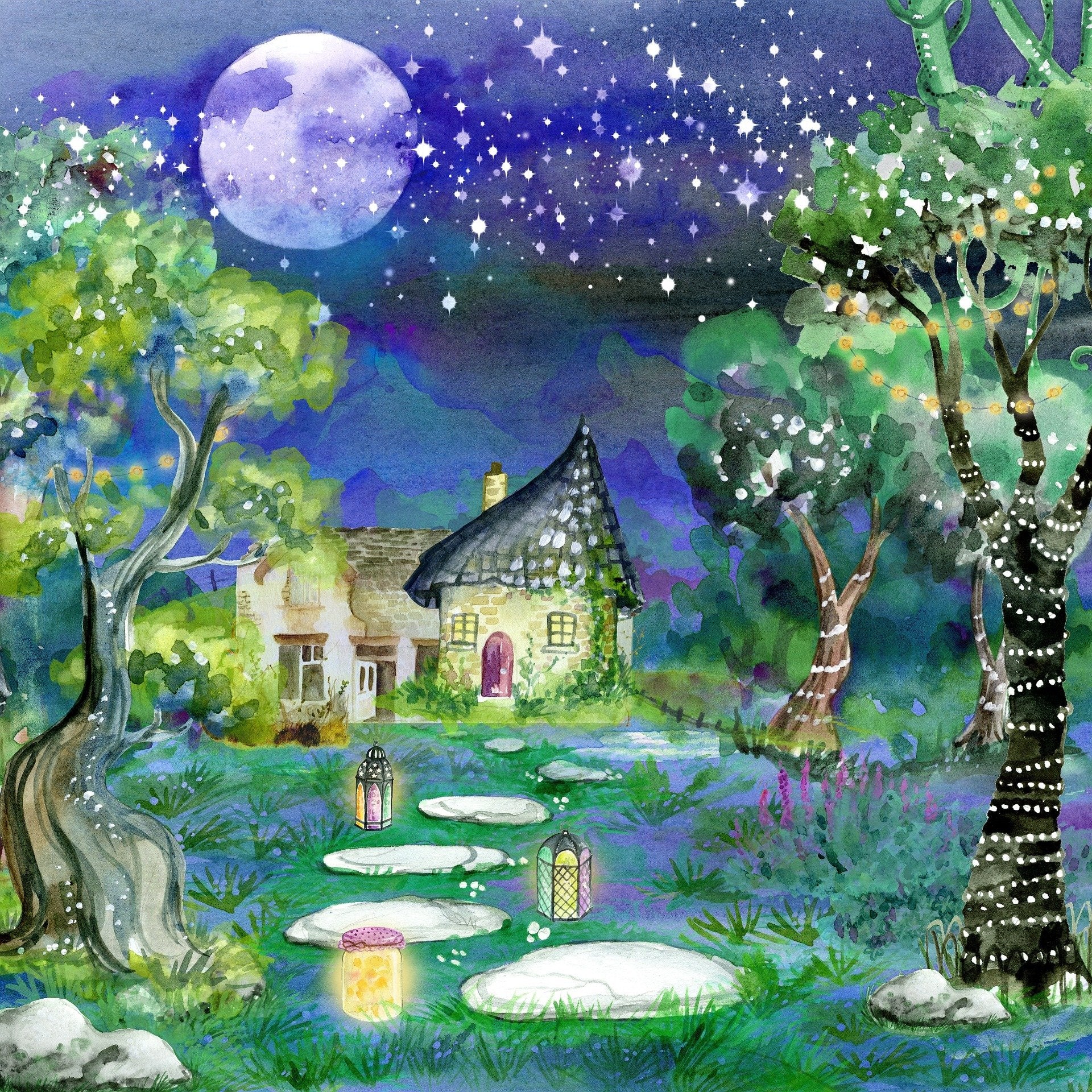 Pixelfee Diamond Painting Bild: Haus im Wald