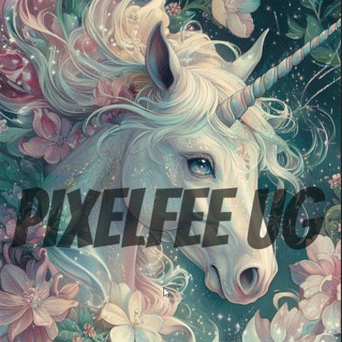 Pixelfee Diamond Painting White Unicorn von Sandrietta_ai
