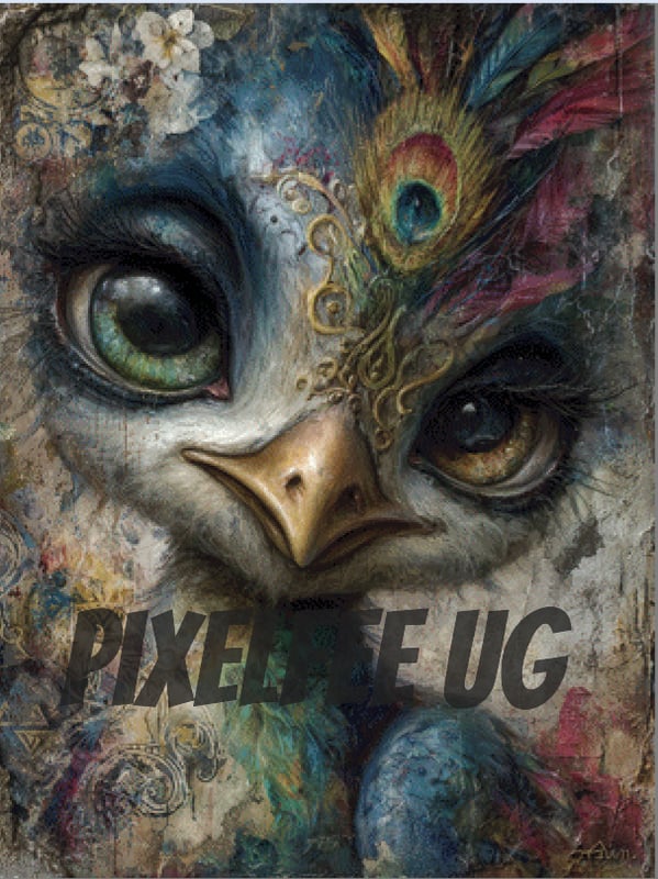 Pixelfee Diamond Painting streetart peacock lady von Kreativköter