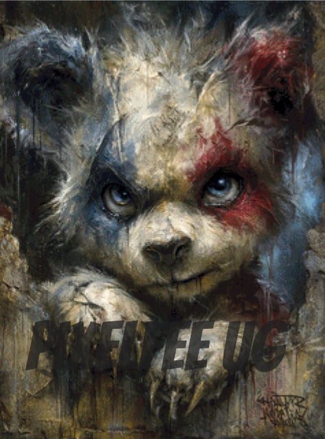 Pixelfee Diamond Painting streetart Grumpy Panda von Kreativköter